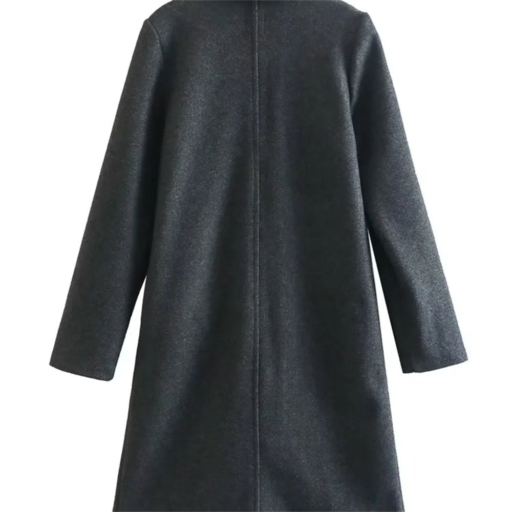 UNIZERA2023-Manteau mi-long pour femme, col trempé, col rabattable, manteau Open Smile, polyvalent, nouveau, automne et hiver