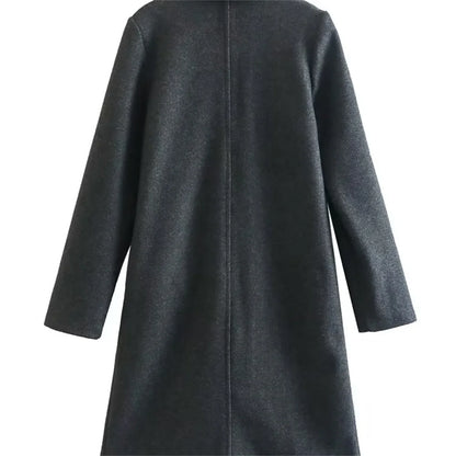 UNIZERA2023-Manteau mi-long pour femme, col trempé, col rabattable, manteau Open Smile, polyvalent, nouveau, automne et hiver