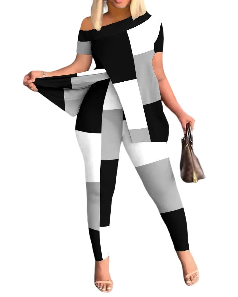 Ensemble 2 pièces imprimé pour femme, nouvelle collection printemps et été