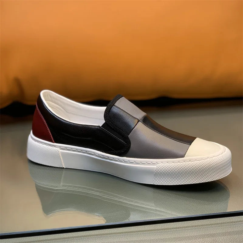 Mocassins plats en cuir véritable pour hommes, chaussures basses respirantes, design de nuit de documents, haute qualité, mode