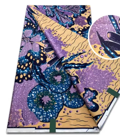 Tissu africain en cire de coton, très bonne qualité, nouvelle grande cire Ankara brillante Pagne, couleur grise, brillant doré, trucs Batik, 6 mètres