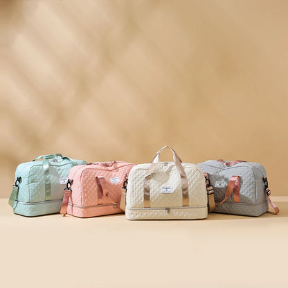 Sac de voyage léger en latex rhombique, sac de rangement portable de grande capacité pour le sport et le fitness, sac de week-end de nuit