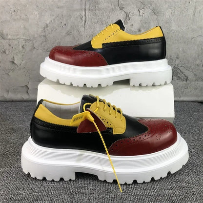 Chaussures Brogue Multi-documents en Cuir group pour Homme, Souliers à Grande Tête, Style Britannique, Décontracté, Rehausseur, Alicante zones me