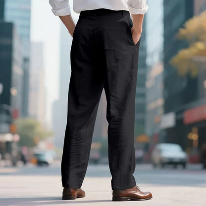 BERAKAH SUPRÊME – pantalon de costume décontracté en lin pour hommes, couleur unie, nouvelle mode, pantalon de plage à jambes larges, européen et américain