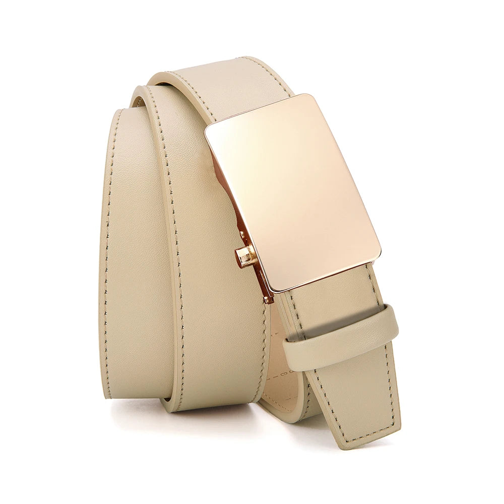 Ceinture d'affaires à cliquet lisse en cuir de qualité supérieure pour hommes, robe décontractée, 03 structure réglable, sur mesure