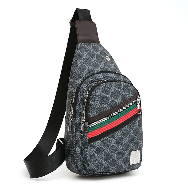Sac messager multifonction pour hommes, sacs de poitrine en tissu à bandoulière, sac à main décontracté avec trou pour écouteurs