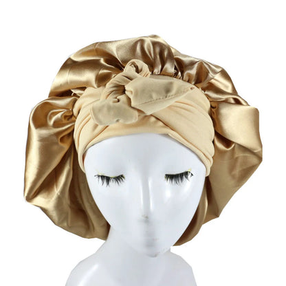 Nouveau bonnet de cheveux en Satin pour dormir, Invisible, plat, Imitation soie, rond, soins capillaires pour femmes, couvre-chef, bouton de réglage de cérémonie, chapeau de nuit