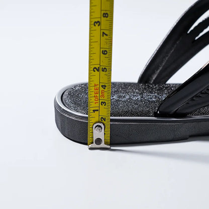 "Sandales tongs pour femmes avec strass, diapositives décontractées de plage pour vêtements d'extérieur, semelles plates et pantoufles d'été"