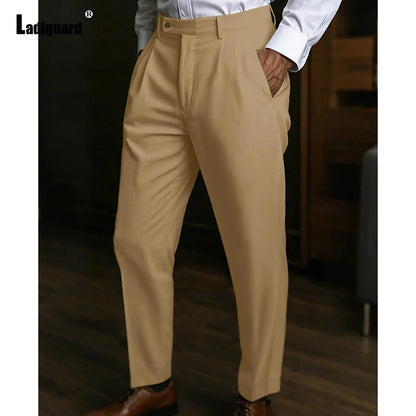 Pantalon de plage LInen pour hommes, avec poche sur pied, Style italien, Naples, décontracté, droit, couleur unie, longueur cheville, bas, nouveau, 2025