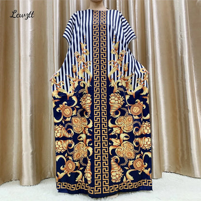 Mode nouveau Style fleur manches africain Dashiki imprimé fleuri taille ceinture coton Caftan dame été Maxi robes décontractées robes