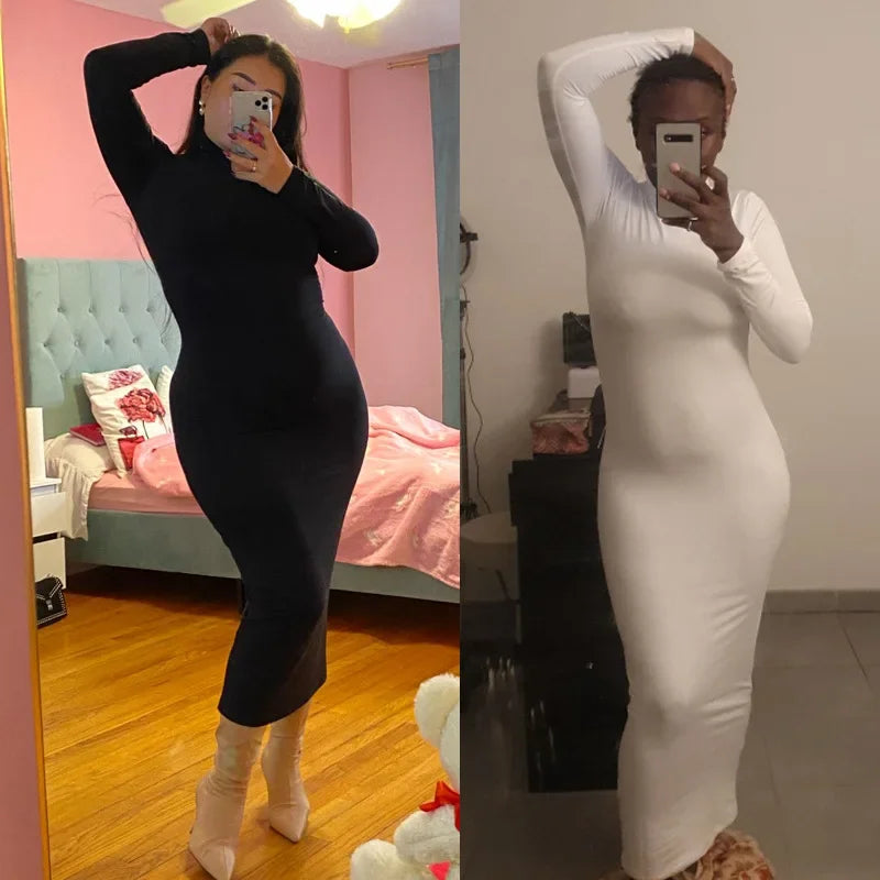 Robe longue à col haut pour femme, couleur unie, Sexy, élégante, transfrontalière, B105, AE, Stockpile, à la mode, automne