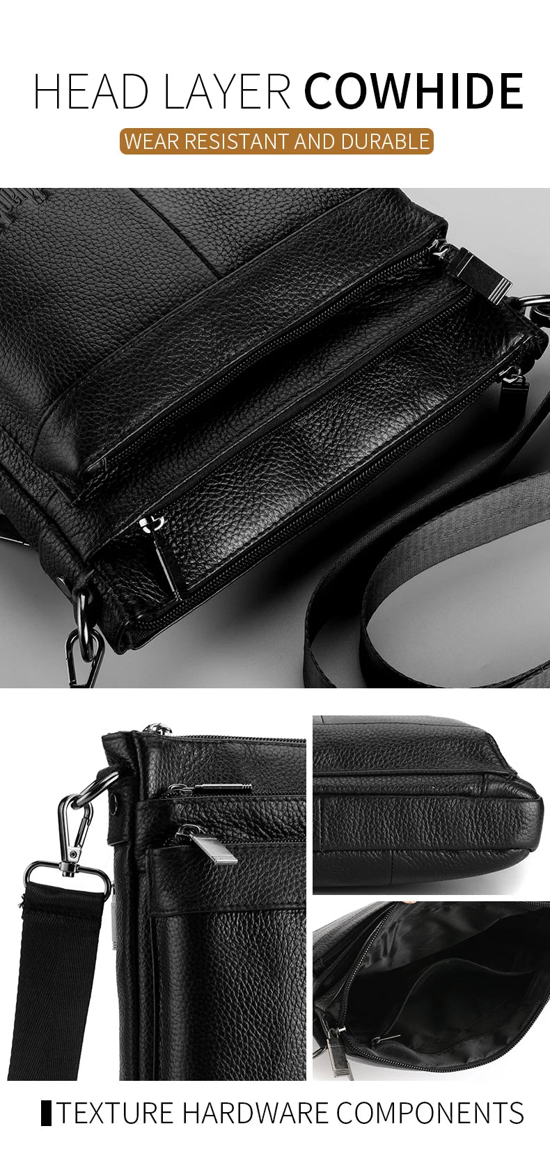 Sac messager en cuir pour hommes, sac à bandoulière d'affaires, petit sac à bandoulière multifonction, sac de voyage pour hommes
