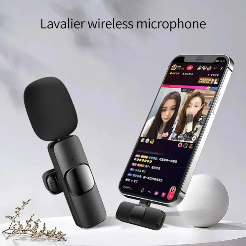 XIKCU Microphone Lavalier sans fil Portable enregistrement Audio vidéo Mini micro pour iPhone diffusion en direct téléphone de jeu avec réception