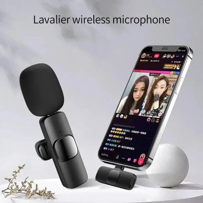 XIKCU Microphone Lavalier sans fil Portable enregistrement Audio vidéo Mini micro pour iPhone diffusion en direct téléphone de jeu avec réception