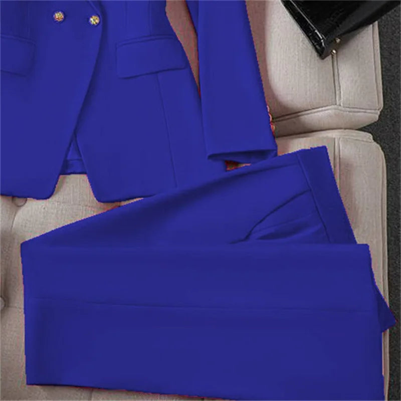 Décontracté à manches longues Blazer pantalon ensembles costumes pour femme 2025 mode 2 pièces ensemble pour femmes bureau dame manteaux vestes