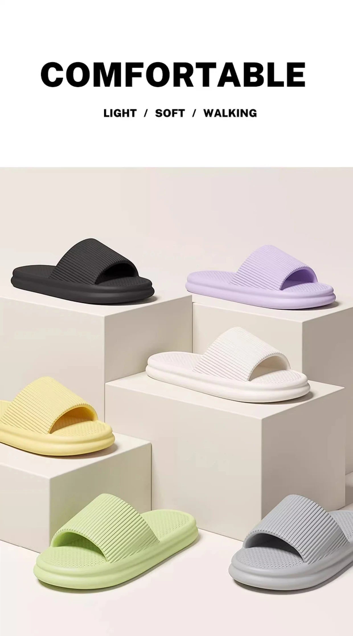 Jolies pantoufles d'été de couleur unie pour femmes et hommes, diapositives de salle de bain EVA antidérapantes, sandales légères concises, chaussures de couple