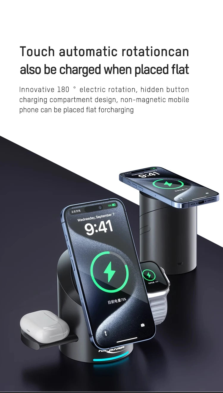 Station de recharge multifonctionnelle magnétique pour mobiles, écouteurs, montres