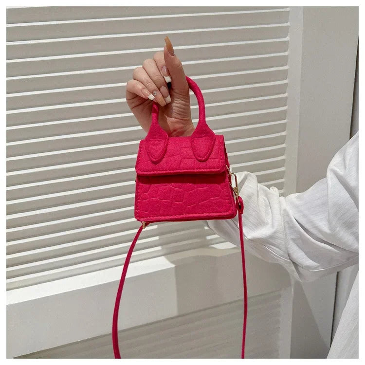 Sac à main en feutre coloré pour femme, mini sacs à main, sac à bandoulière, motif pierre, initié