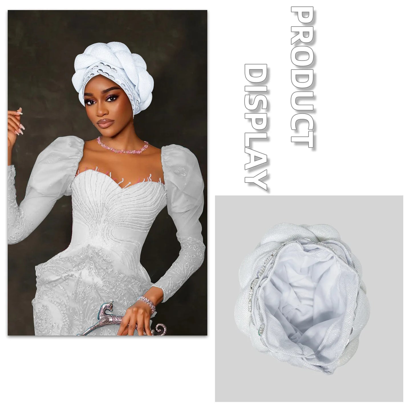 Couvre-chef africain Auto Gele déjà fabriqué, Turban brillant pour femmes, Hijab nigérian tressé, couvre-chef pour fête de mariage