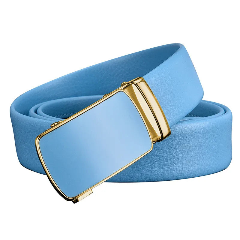 Ceinture automatique bleu ciel pour hommes et femmes, ceinture de loisirs d'affaires, bande passante 3cm et 2024 cm, nouvelle mode, 3.5