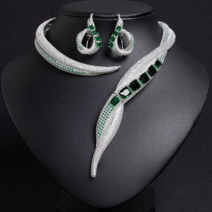 Collier en Zircon pour femmes, design unique, multicolore, ensemble de bijoux de mariée de luxe, cubique, dubaï, adapté aux accessoires à col en v