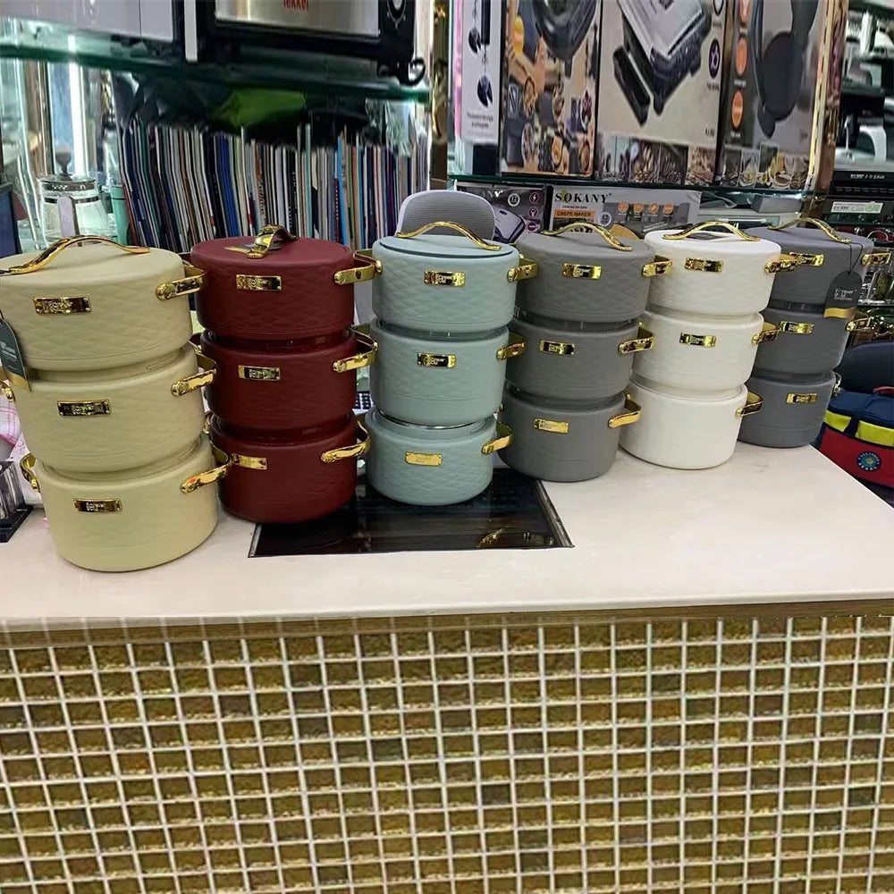 Pot isolant alimentaire pour événement du Ramadan, bol isolé de grande capacité, chauffe-déjeuner, conteneur pour fête pique-nique, 3 pièces/ensemble 1.5/2/2.5L