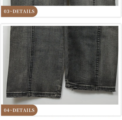 Pantalon en jean Baggy à jambe droite pour hommes |   Jean d'affaires décontracté coupe large et ample pour le style toutes saisons printemps/automne