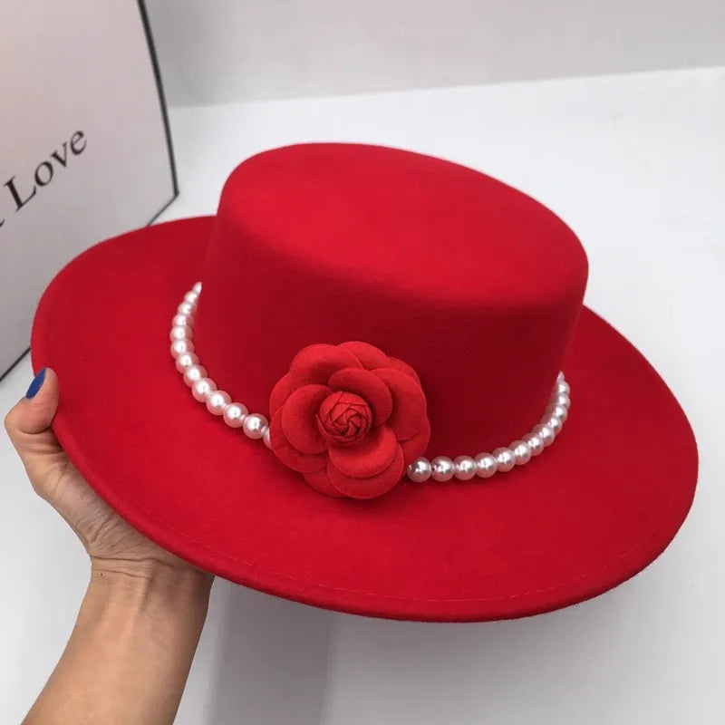 Chapeau Fedora de Style français pour femmes, chapeau en feutre à bord large de 10CM, Derby d'hiver et d'automne, chapeaux de Jazz de mariage