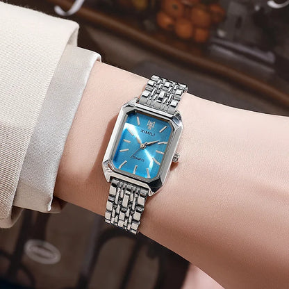 Montre-bracelet à quartz en acier inoxydable pour femme, montres carrées simples, cadeau de luxe, mode étudiante, marque chaude, 2025