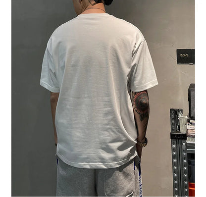 T-shirt manches courtes col rond, décontracté, assorti avec tout, tendance coréenne, couleur unie, lettre imprimée, ample, mode jeunesse, été 2023