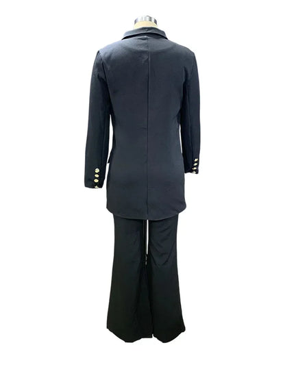 Automne hiver 2 pièces tenues pour femmes Blazer vestes taille haute jambe droite pantalon costumes ensemble affaires décontracté bureau