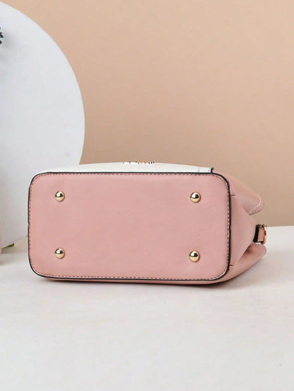 Sac à main de grande capacité pour femmes, sac à bandoulière polyvalent et décontracté, blocage de couleur, épissage à la mode