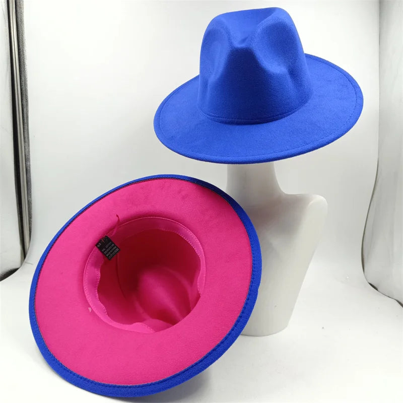 Chapeau Fedora à larges bords pour hommes et femmes, chapeau en feutre ander, chapeau d'église, laine douce, grande taille, DN, britannique, 60cm