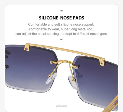 Mode Métal Léopard Sans Monture lunettes de Soleil Double Ponts Gradient Ocean Film Nuances UV400