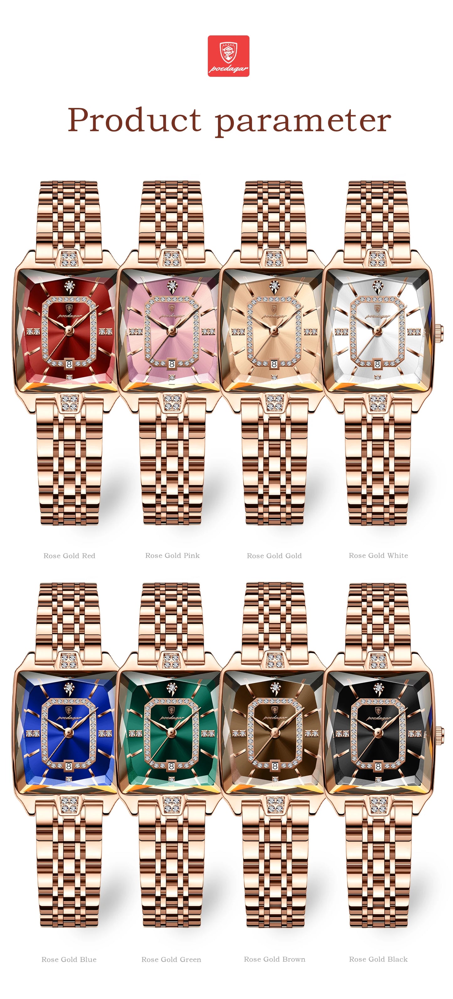 POEDAGAR montre de luxe pour femme calendrier étanche haute qualité dames montre en acier inoxydable Quartz femmes montres élégant + boîte