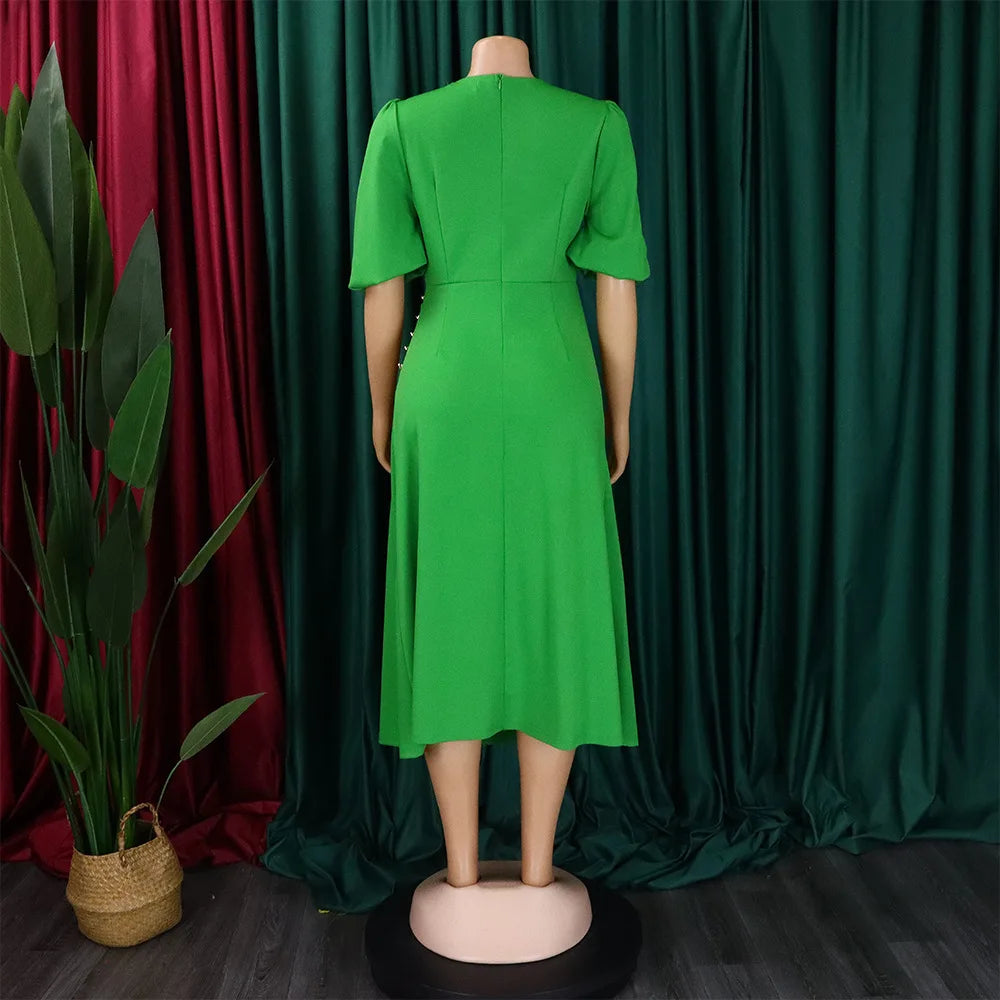 FairyShely-Robe longue à manches courtes pour femmes, grande taille, col rond, grandes robes pour dames, robe de soirée serrée, robe curvy, monochromatique, été, 2025