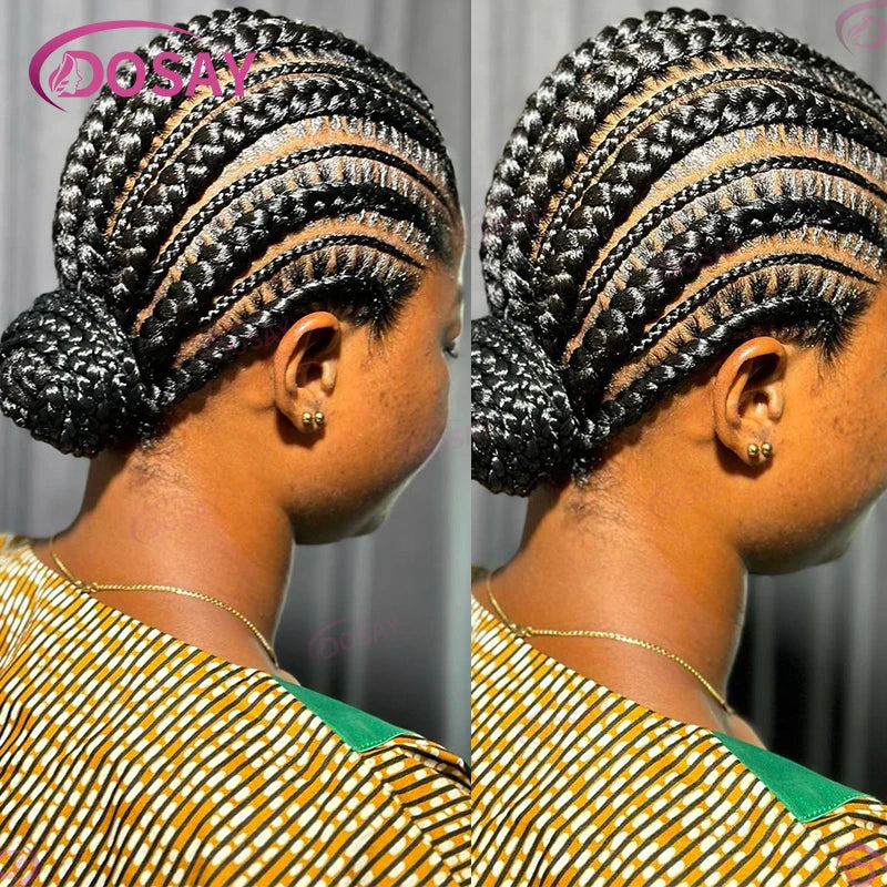 Perruques tressées sans colle synthétique pleine dentelle avant perruque tresse africaine sans noeud boîte tresses 20 "femmes perruques pour femmes perruques tressées