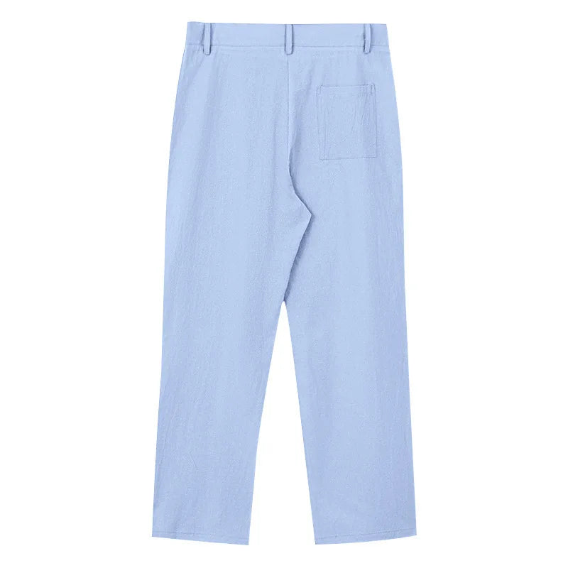 BERAKAH SUPRÊME – pantalon de costume décontracté en lin pour hommes, couleur unie, nouvelle mode, pantalon de plage à jambes larges, européen et américain