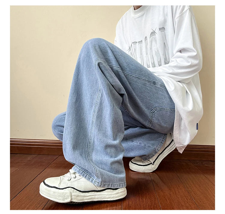 LAPPSTER-Jean baggy en denim pour homme et femme, pantalon droit, vintage, décontracté, hip hop, sarouel, collection 2023
