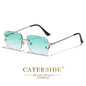 CATERSIDE lunettes de soleil carrées sans monture hommes Cupronickel mode Punk dégradé lunettes de soleil Vintage à la mode petite monture lunettes UV400