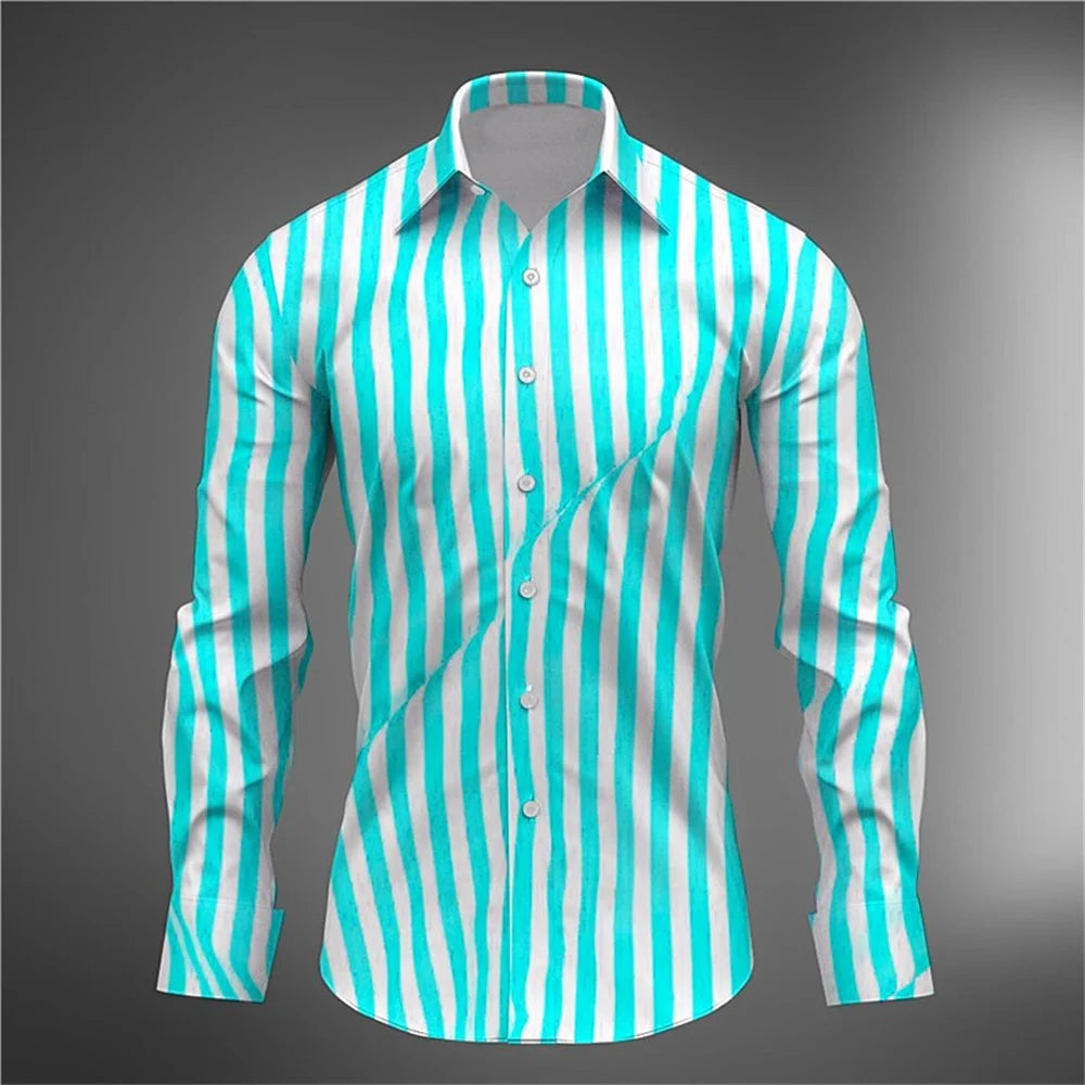 Chemise décontractée rayée à manches longues pour hommes, rubis fin, couleur piscine, rouge foncé, tissu extensible dans les quatre sens, automne et hiver