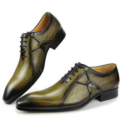 Chaussures en cuir Oxfords pour hommes, chaussures de bureau formelles, sociales, élégantes, à la mode, à bout pointu, pour fête de mariage, robe de bureau de haute qualité
