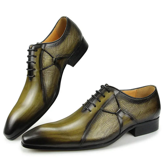 Chaussures en cuir Oxfords pour hommes, chaussures de bureau formelles, sociales, élégantes, à la mode, à bout pointu, pour fête de mariage, robe de bureau de haute qualité