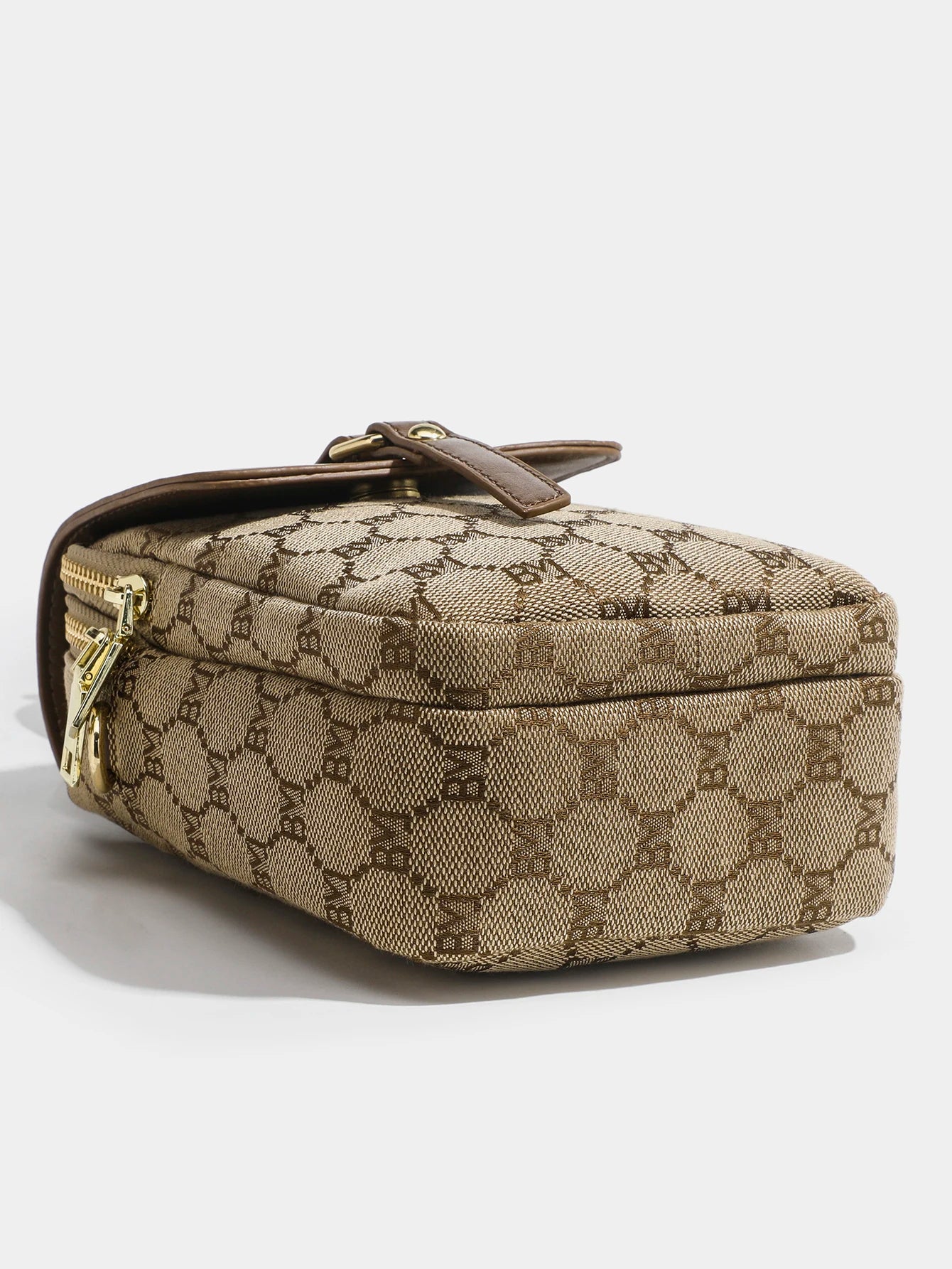 Petit sac rond à croix diagonale à carreaux pour femmes, sac à bandoulière rétro contrasté