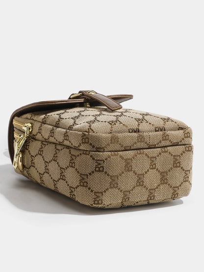 Petit sac rond à croix diagonale à carreaux pour femmes, sac à bandoulière rétro contrasté