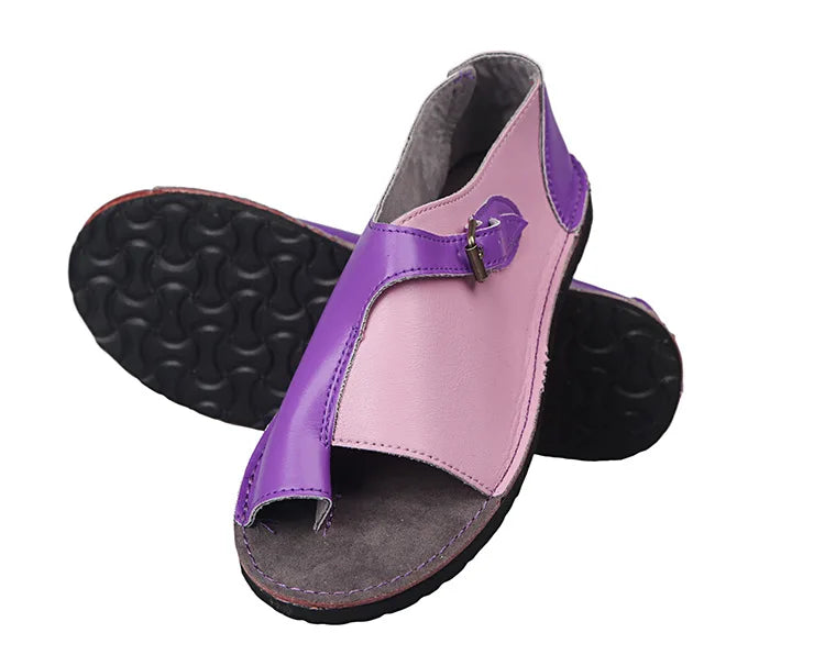 Femmes sandales chaussures d'été pour femmes rétro en cuir PU Peep Toe femmes pantoufle 2025 nouvelle plage boucle sangle plat Sandalias De Mujer