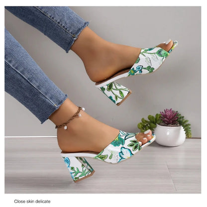 Pantoufles d'Été à Talons Épais pour Femme, Chaussures de Haute Qualité, Parka Ouverte, Décontractées, Grande Taille