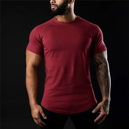 BS -T-shirt en coton été hommes athloisir entraînement à manches courtes Muscle Fitness T-shirt de haute qualité hommes T-shirt Gym Sport chemise hauts