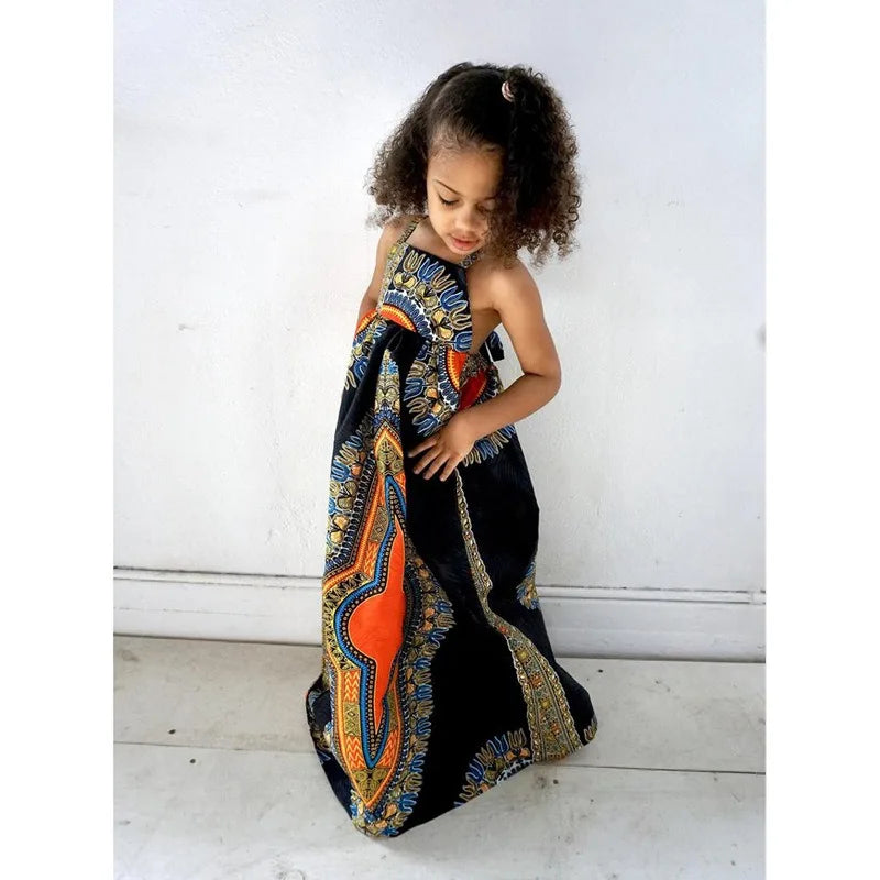 Vêtements africains enfants mode Dashiki Robe Robe Africaine bébé fille vêtements Bazin Riche sans manches robes africaines pour les filles