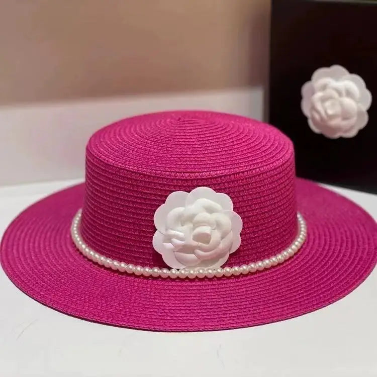 Chapeau plat d'été pour femmes, nouveau style, chapeau de soleil, de plage, de mariage, de thé, élégant, avec coiffure en perles, 모자